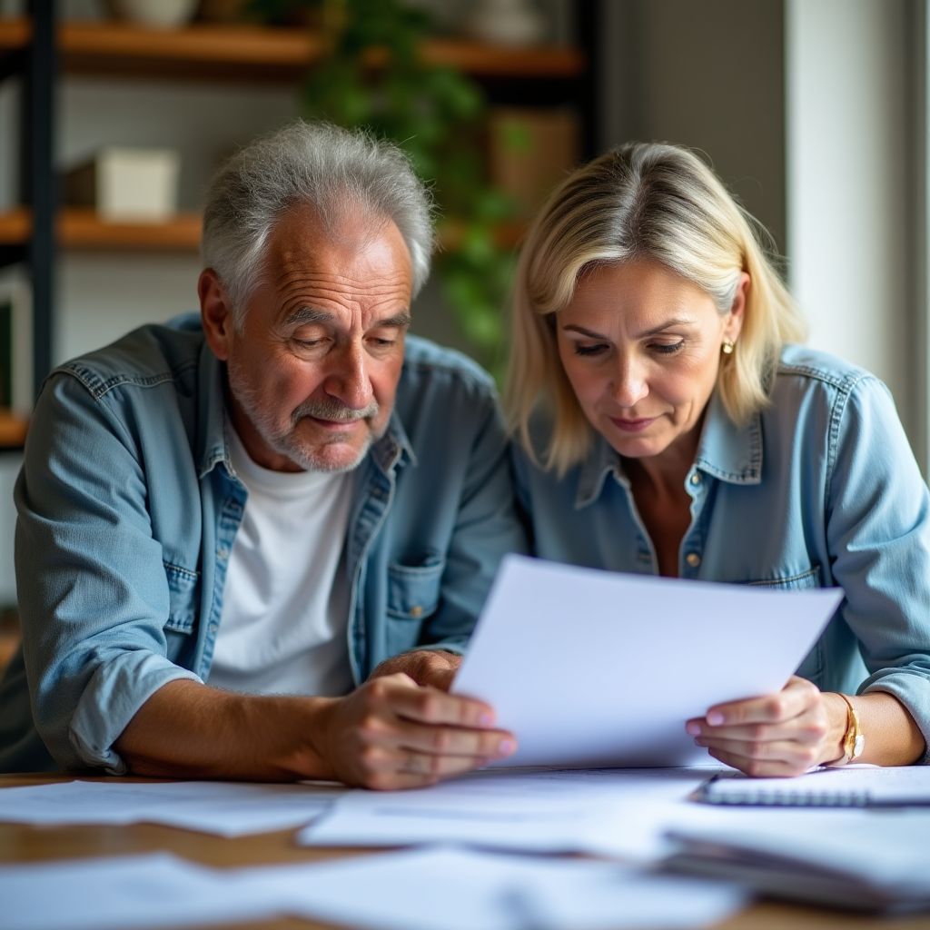 Pareja de jubilados con ahorros